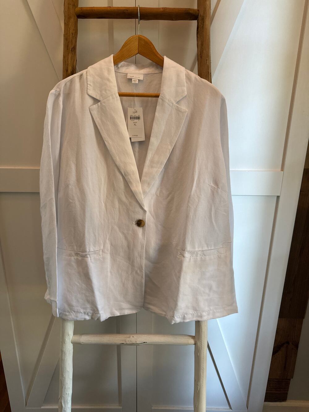 J. Jill Love Linen New Crisp White Linen XL Blazer Jacket